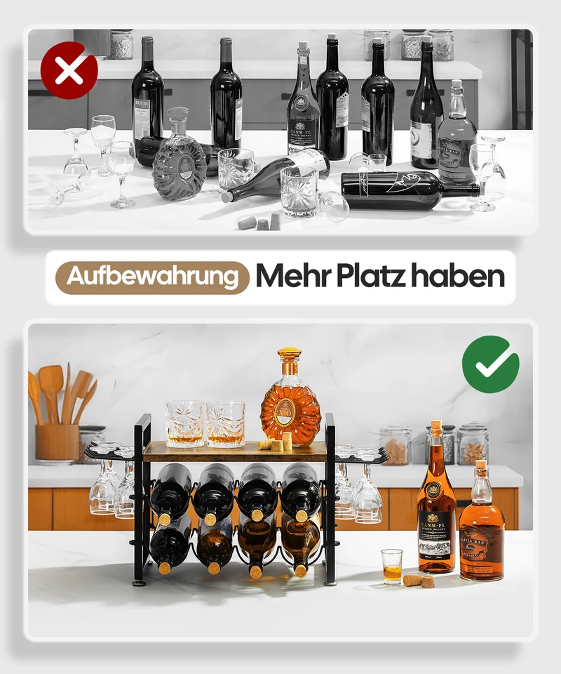 Yorbay Freistehendes Weinregal mit Gläserhalter