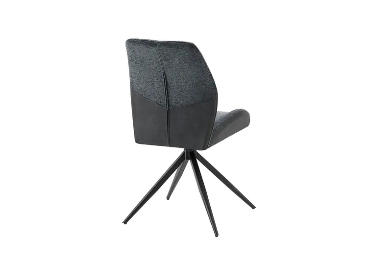 Esszimmerstuhl 2er Set SNAP / Bouclé - Mikrofaser anthrazit / Gestell Metall schwarz / Sitzschale 360° drehbar / Esszimmerstuhl / Wohnzimmerstuhl / B 46, H 87, T 55 cm