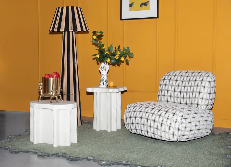 Bold Monkey Loungesessel Ritz Beige – Grün, Polyester, 92 × 81,5 × 71 cm