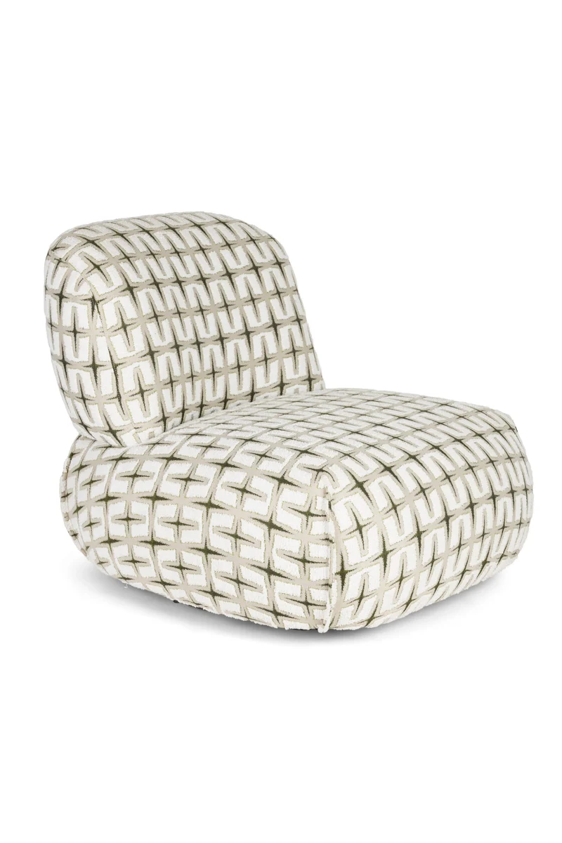 Bold Monkey Loungesessel Ritz Beige – Grün, Polyester, 92 × 81,5 × 71 cm