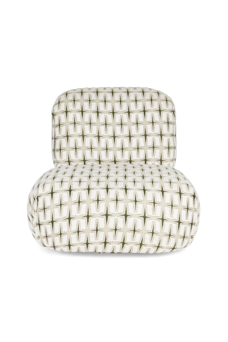 Bold Monkey Loungesessel Ritz Beige – Grün, Polyester, 92 × 81,5 × 71 cm