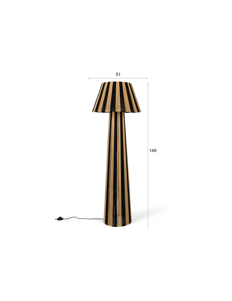 Bold Monkey Stehleuchte Stripe it up – Schwarz, Eisen, 51 × 51 × 149 cm