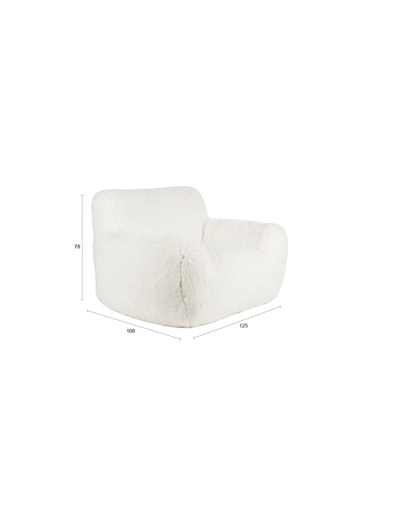 Bold Monkey Loungesessel Cuddle the Yeti – offwhite, Polyester, 106 × 125 × 78 cm