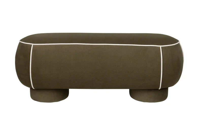 White Label Living Bank Marina L – Grün, Polyester, 44 × 121 × 47 cm