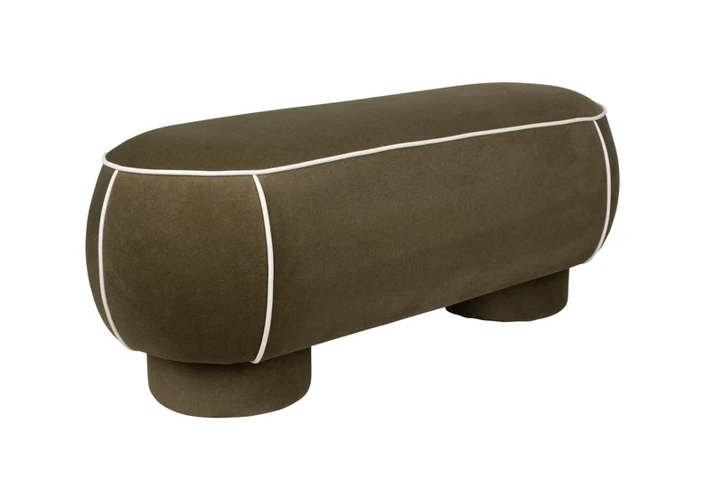White Label Living Bank Marina L – Grün, Polyester, 44 × 121 × 47 cm