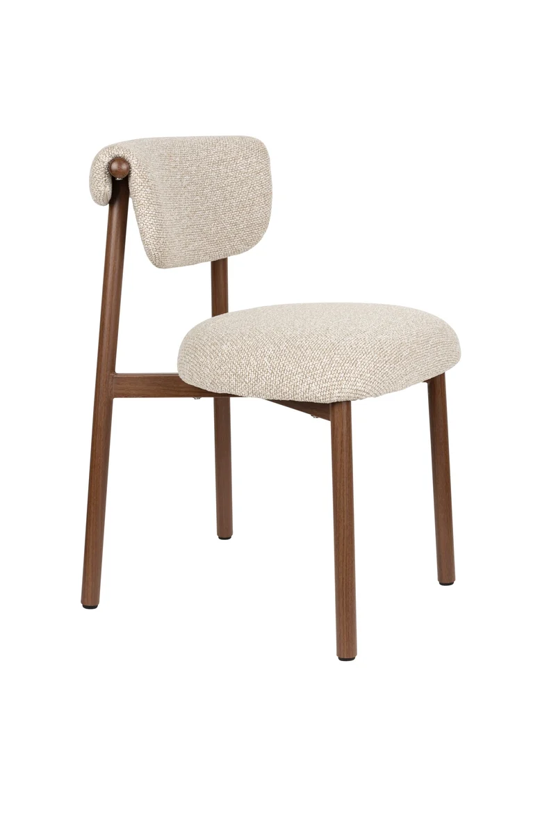 White Label Living Stuhl Lee – Braun, Polyester, 57 × 46 × 78 cm, 2er-Set