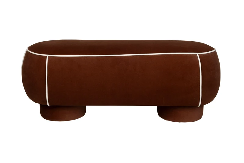 White Label Living Bank Marina L – Rot, Polyester, 44 × 121 × 47 cm
