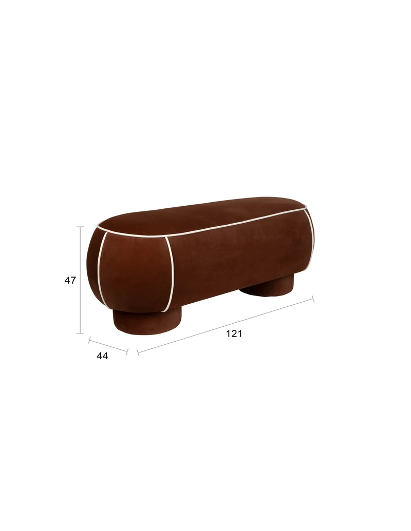 White Label Living Bank Marina L – Rot, Polyester, 44 × 121 × 47 cm