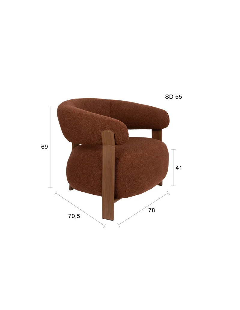 White Label Living Loungesessel Robyn – Polyester, 70,5 × 78 × 69 cm