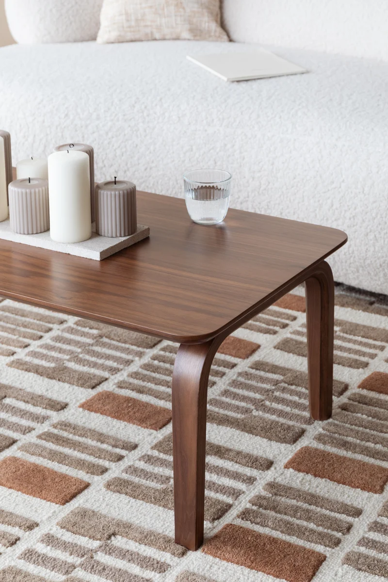 White Label Living Couchtisch Walden – Braun, Gummibaumholz, 100 × 50 × 40 cm