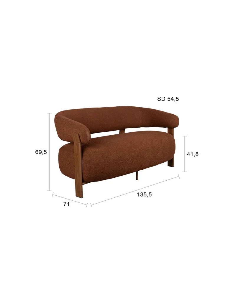 White Label Living Sofa 2-Sitzer Robyn – Polyester, 71 × 135,5 × 69,5 cm