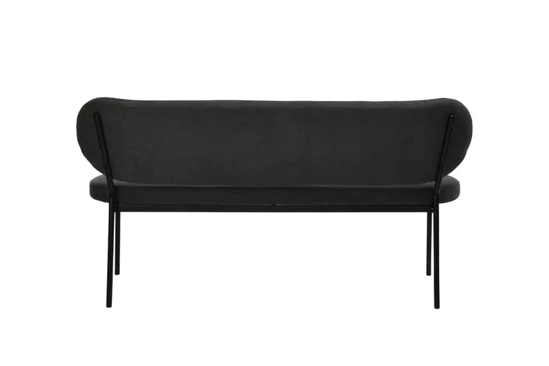 Bank JERSEY / Webstoff dunkelgrau oder / Gestell Metall schwarz / Bank mit Rückenlehne / B 160, H 82, T 62 cm