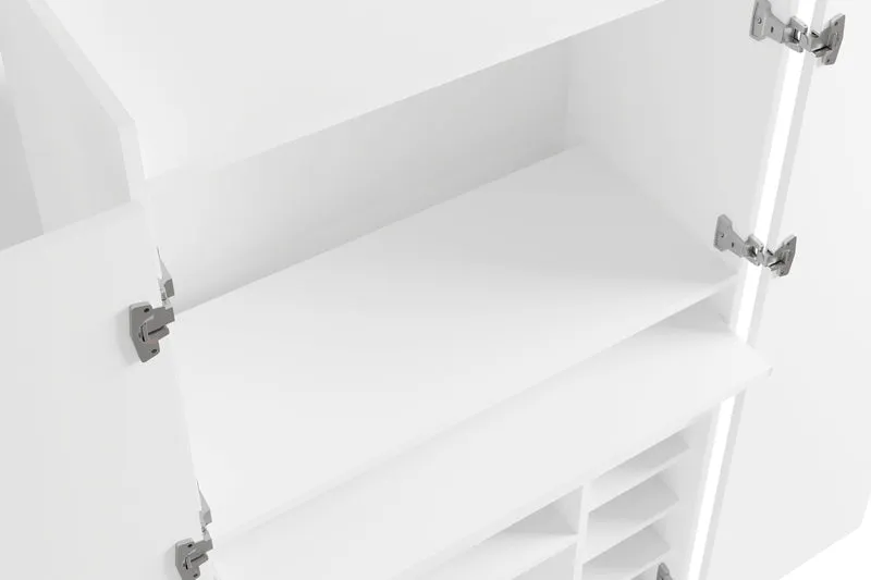 Sekretär JANNE / Sekretär matt weiß oder Artisan Eiche (Eiche-Optik) / Office-Schrank mit 2 Türen / platzsparend / Grifflos / B 80, H 141, T 40 cm