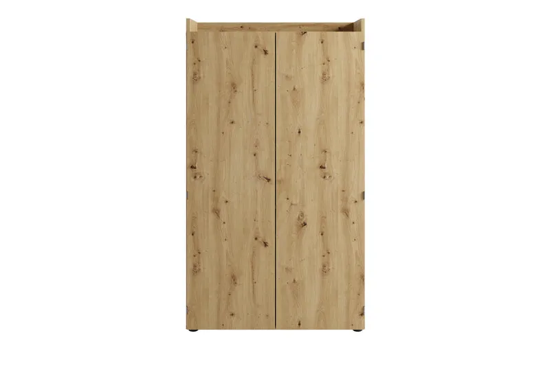 Sekretär JANNE / Sekretär matt weiß oder Artisan Eiche (Eiche-Optik) / Office-Schrank mit 2 Türen / platzsparend / Grifflos / B 80, H 141, T 40 cm