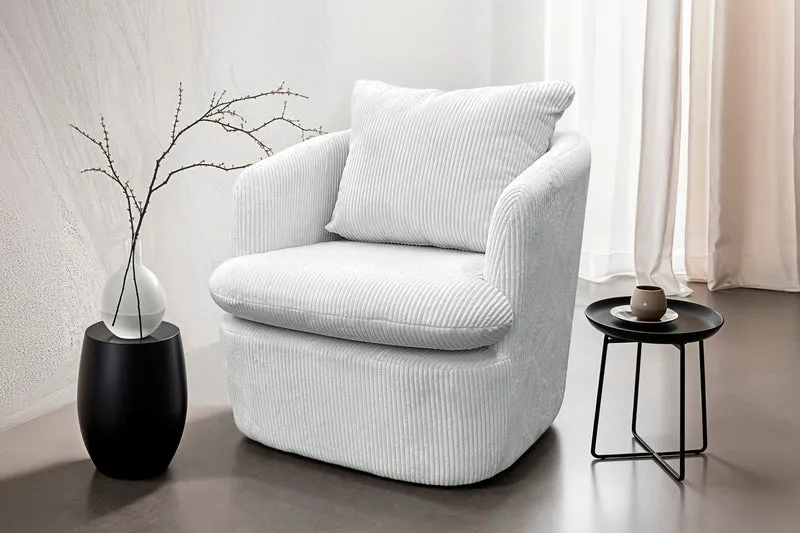 Sessel HARMONY / Grob-Cord dunkelgrau oder off white / Vollpolster / 360° drehbar / B 72, H 69, T 77 cm