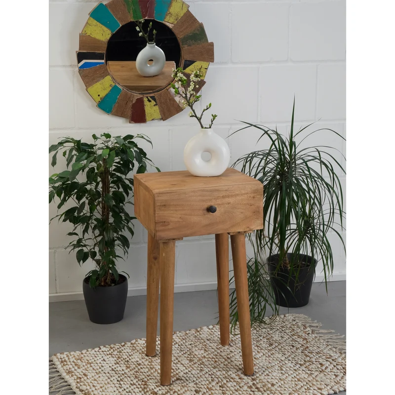 BEISTELLTISCH "BIG SLEEK" | Mahagoni Holz, 65cm | Natur Telefontisch