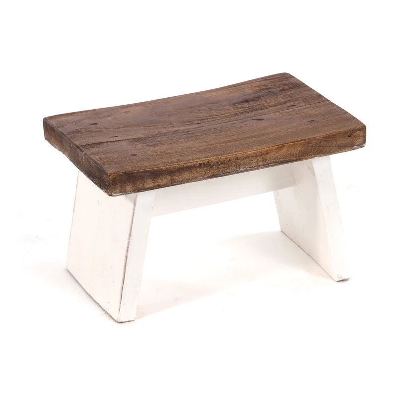 NOSTALGISCHER FUßHOCKER "SCHEMEL" | Mahagoni | Holzhocker | Farbe: 06 weiß-landhaus