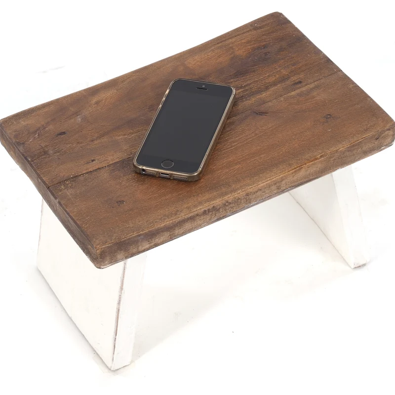 NOSTALGISCHER FUßHOCKER "SCHEMEL" | Mahagoni | Holzhocker | Farbe: 06 weiß-landhaus