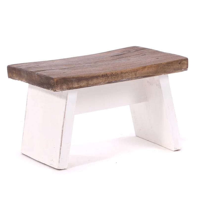 NOSTALGISCHER FUßHOCKER "SCHEMEL" | Mahagoni | Holzhocker | Farbe: 06 weiß-landhaus