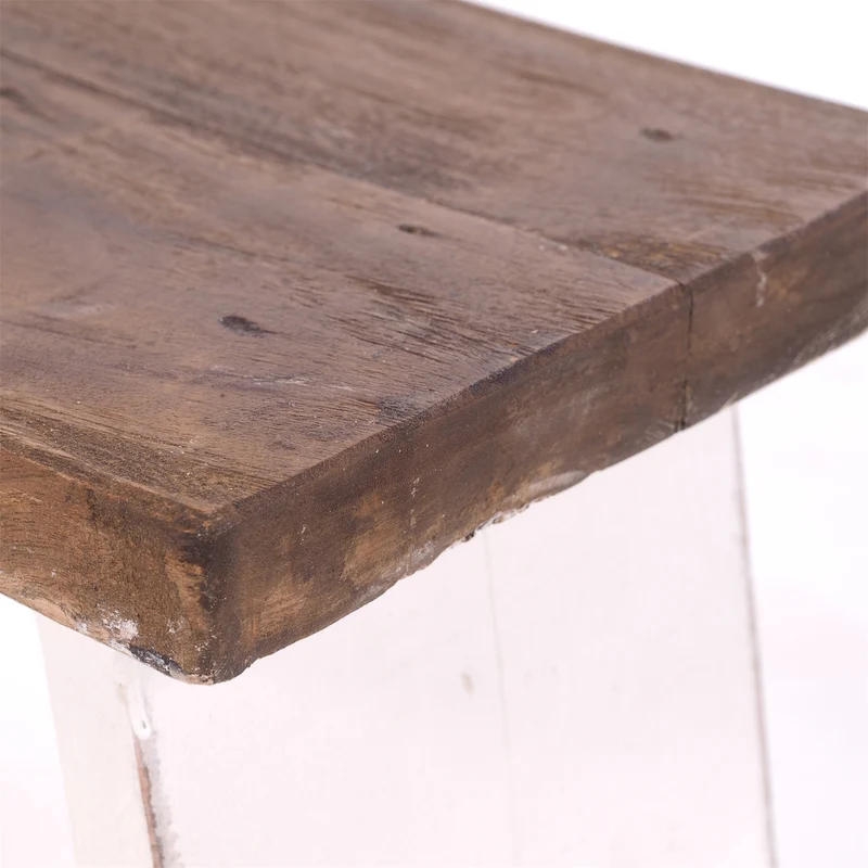 NOSTALGISCHER FUßHOCKER "SCHEMEL" | Mahagoni | Holzhocker | Farbe: 06 weiß-landhaus