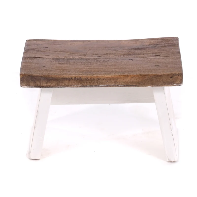NOSTALGISCHER FUßHOCKER "SCHEMEL" | Mahagoni | Holzhocker | Farbe: 06 weiß-landhaus