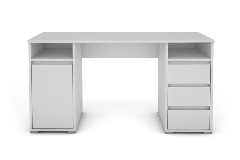 Schreibtisch LOBO / Arbeits-Tisch in weiß, Artisan Eiche (Eiche-Optik) oder Old Wood (Altholz-Optik) / Computer-Tisch mit 3 Schubladen, 1 Tür und 2 offenen Fächern / Große Arbeits-Fläche 138 x 55cm / Bürotisch / 138x75x55 cm (BxHxT)