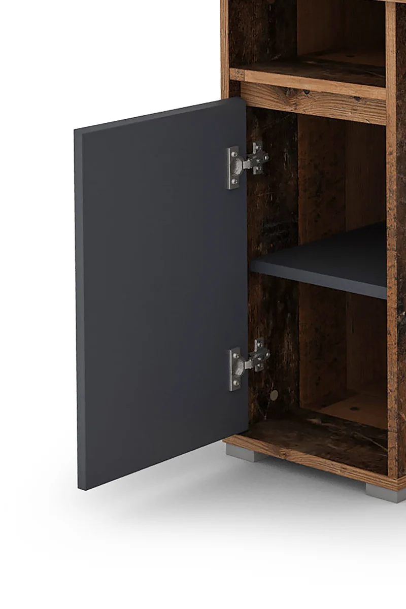 Schreibtisch LOBO / Arbeits-Tisch in weiß, Artisan Eiche (Eiche-Optik) oder Old Wood (Altholz-Optik) / Computer-Tisch mit 3 Schubladen, 1 Tür und 2 offenen Fächern / Große Arbeits-Fläche 138 x 55cm / Bürotisch / 138x75x55 cm (BxHxT)