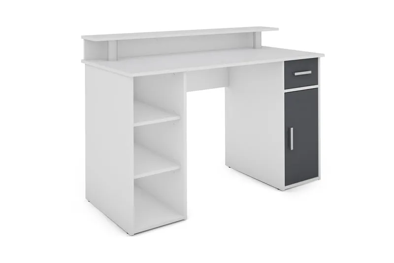 Schreibtisch DIEGO / Arbeits-Tisch mit viel Stauraum in Sonoma Eiche (Eiche-Optik), weiß, Old Wood (Altholz-Optik) / Computer-Tisch / 1 Schublade, 1 Tür, 3 offene Fächer / 120x88x55cm (BxHxT)