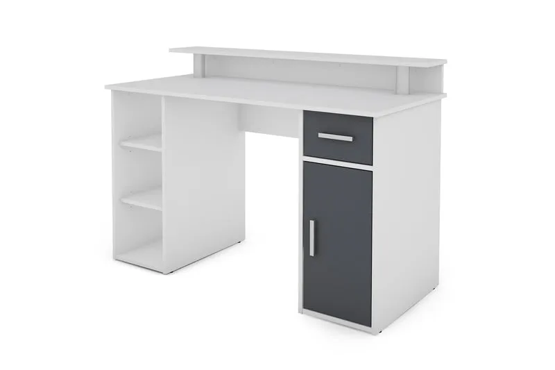 Schreibtisch DIEGO / Arbeits-Tisch mit viel Stauraum in Sonoma Eiche (Eiche-Optik), weiß, Old Wood (Altholz-Optik) / Computer-Tisch / 1 Schublade, 1 Tür, 3 offene Fächer / 120x88x55cm (BxHxT)