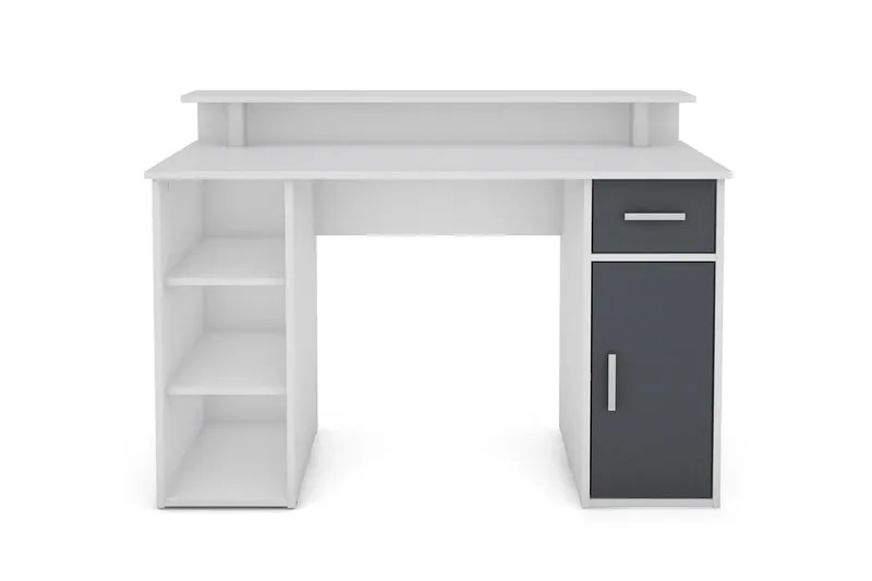 Schreibtisch DIEGO / Arbeits-Tisch mit viel Stauraum in Sonoma Eiche (Eiche-Optik), weiß, Old Wood (Altholz-Optik) / Computer-Tisch / 1 Schublade, 1 Tür, 3 offene Fächer / 120x88x55cm (BxHxT)