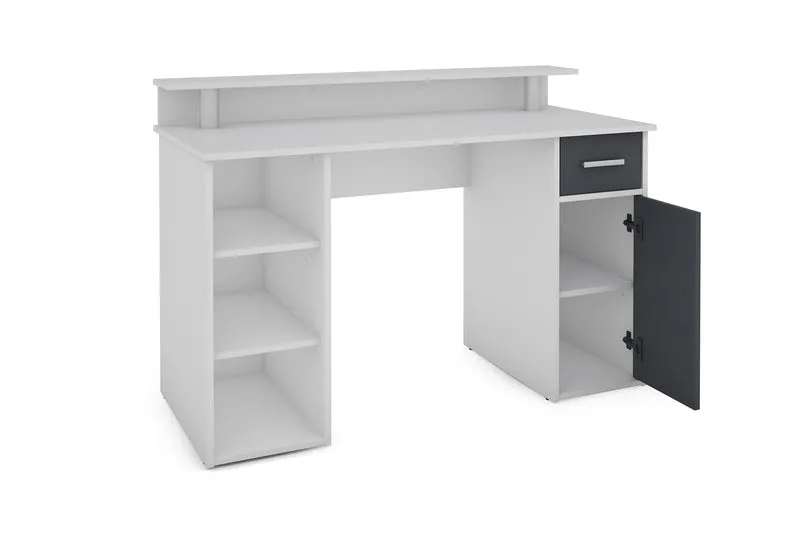 Schreibtisch DIEGO / Arbeits-Tisch mit viel Stauraum in Sonoma Eiche (Eiche-Optik), weiß, Old Wood (Altholz-Optik) / Computer-Tisch / 1 Schublade, 1 Tür, 3 offene Fächer / 120x88x55cm (BxHxT)