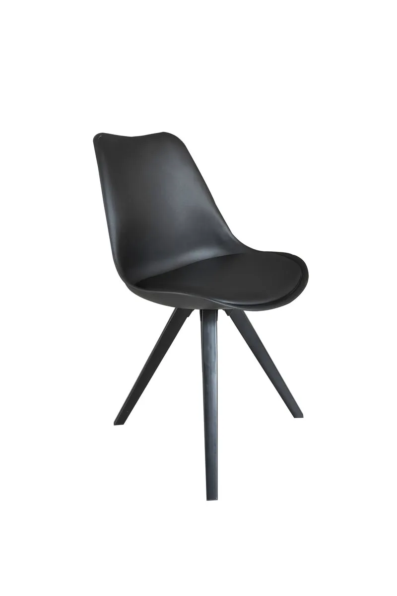 Esszimmerstuhl 2er Set Kira / Kunstoff, Kunstleder in schwarz oder weiß / Gestell Metall in Eiche-Optik foliert oder schwarz / Esszimmerstuhl / Wohnzimmerstuhl / bis 110 kg / B 48, H 86, T 55,5 cm