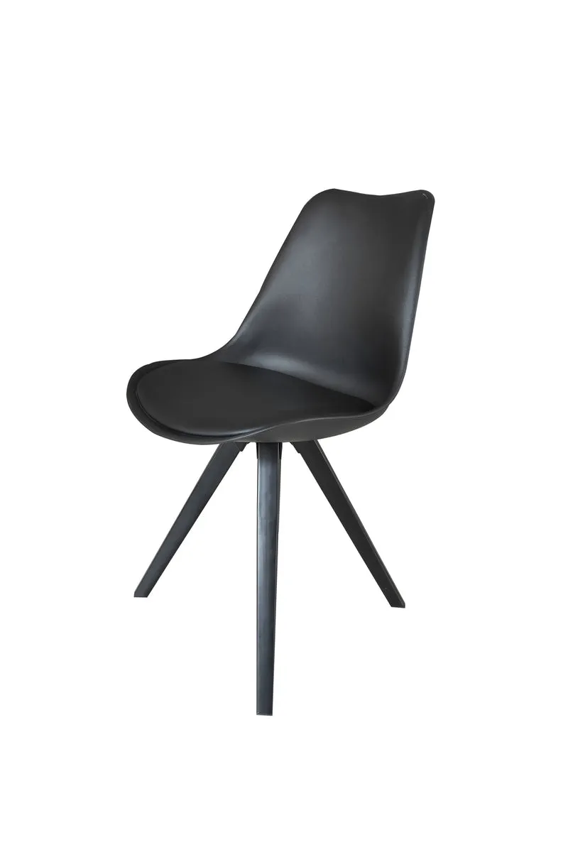 Esszimmerstuhl 2er Set Kira / Kunstoff, Kunstleder in schwarz oder weiß / Gestell Metall in Eiche-Optik foliert oder schwarz / Esszimmerstuhl / Wohnzimmerstuhl / bis 110 kg / B 48, H 86, T 55,5 cm