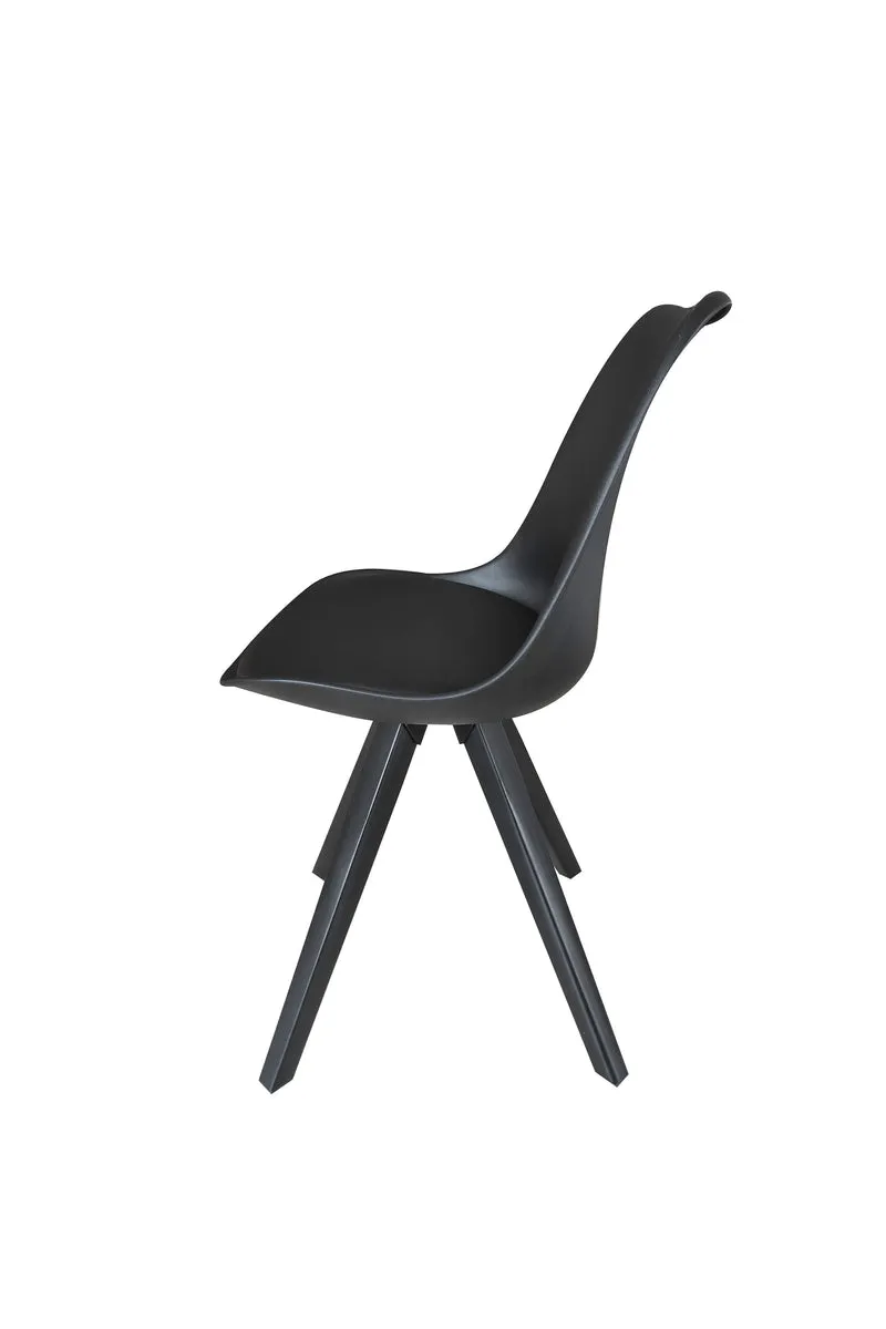 Esszimmerstuhl 2er Set Kira / Kunstoff, Kunstleder in schwarz oder weiß / Gestell Metall in Eiche-Optik foliert oder schwarz / Esszimmerstuhl / Wohnzimmerstuhl / bis 110 kg / B 48, H 86, T 55,5 cm