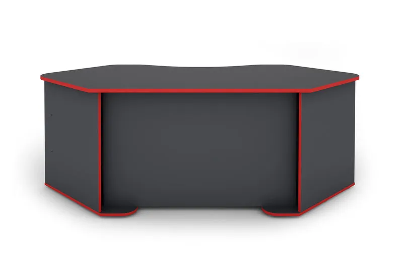 Schreibtisch THANATOS / Gaming-Tisch in anthrazit mit Kanten in rot, weiß oder anthrazit / Eck-Schreibtisch mit viel Stauraum und XXL Tischplatte / Computer-Tisch / PC / Arbeits-Tisch / 198x76x85cm (BxHxT)