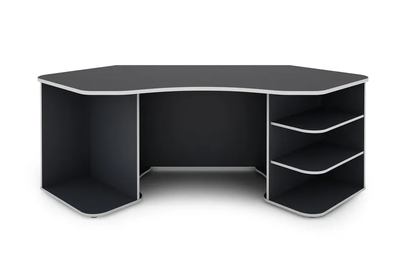 Schreibtisch THANATOS / Gaming-Tisch in anthrazit mit Kanten in rot, weiß oder anthrazit / Eck-Schreibtisch mit viel Stauraum und XXL Tischplatte / Computer-Tisch / PC / Arbeits-Tisch / 198x76x85cm (BxHxT)