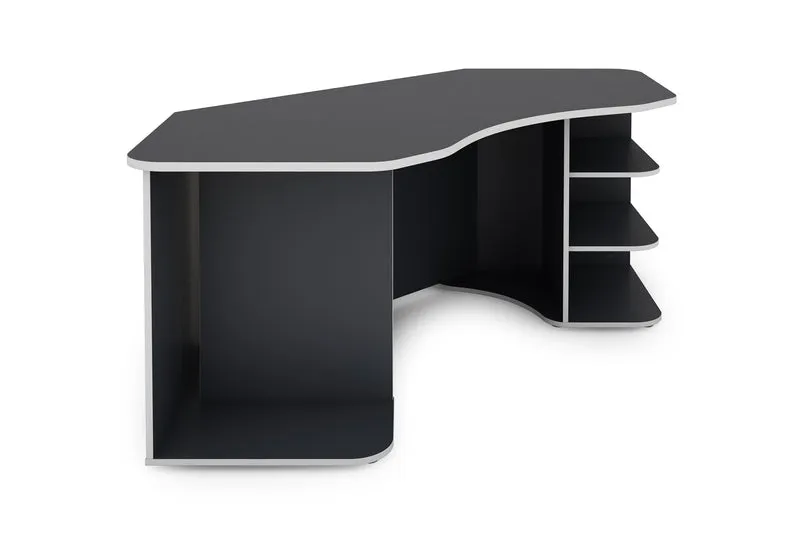 Schreibtisch THANATOS / Gaming-Tisch in anthrazit mit Kanten in rot, weiß oder anthrazit / Eck-Schreibtisch mit viel Stauraum und XXL Tischplatte / Computer-Tisch / PC / Arbeits-Tisch / 198x76x85cm (BxHxT)