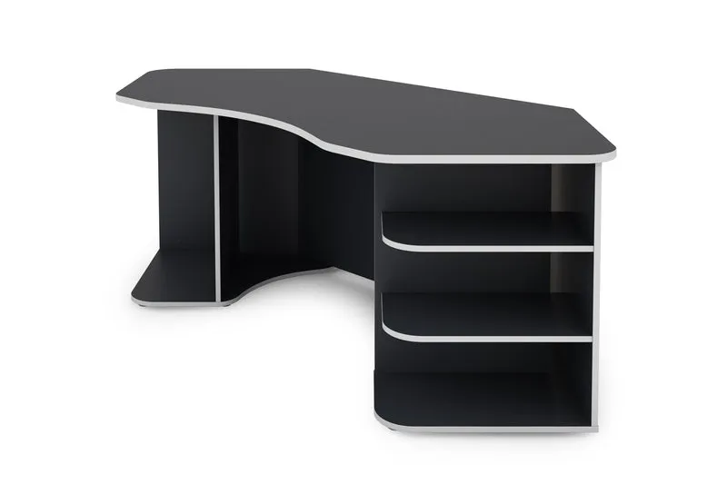 Schreibtisch THANATOS / Gaming-Tisch in anthrazit mit Kanten in rot, weiß oder anthrazit / Eck-Schreibtisch mit viel Stauraum und XXL Tischplatte / Computer-Tisch / PC / Arbeits-Tisch / 198x76x85cm (BxHxT)