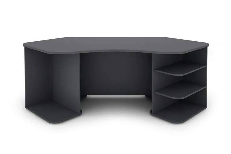 Schreibtisch THANATOS / Gaming-Tisch in anthrazit mit Kanten in rot, weiß oder anthrazit / Eck-Schreibtisch mit viel Stauraum und XXL Tischplatte / Computer-Tisch / PC / Arbeits-Tisch / 198x76x85cm (BxHxT)