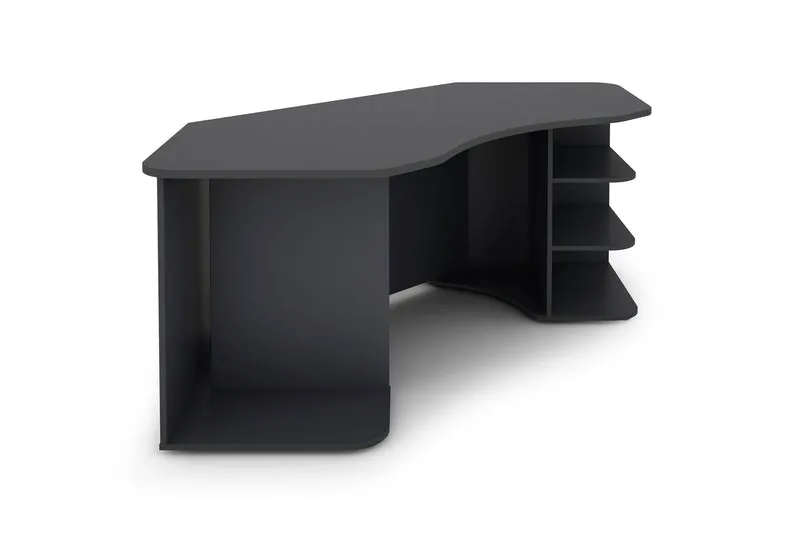 Schreibtisch THANATOS / Gaming-Tisch in anthrazit mit Kanten in rot, weiß oder anthrazit / Eck-Schreibtisch mit viel Stauraum und XXL Tischplatte / Computer-Tisch / PC / Arbeits-Tisch / 198x76x85cm (BxHxT)