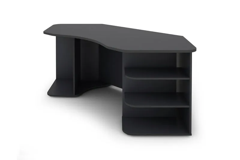 Schreibtisch THANATOS / Gaming-Tisch in anthrazit mit Kanten in rot, weiß oder anthrazit / Eck-Schreibtisch mit viel Stauraum und XXL Tischplatte / Computer-Tisch / PC / Arbeits-Tisch / 198x76x85cm (BxHxT)