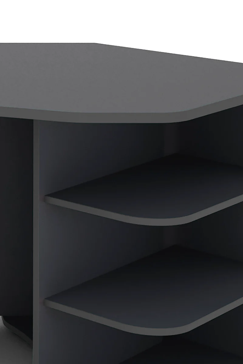 Schreibtisch THANATOS / Gaming-Tisch in anthrazit mit Kanten in rot, weiß oder anthrazit / Eck-Schreibtisch mit viel Stauraum und XXL Tischplatte / Computer-Tisch / PC / Arbeits-Tisch / 198x76x85cm (BxHxT)