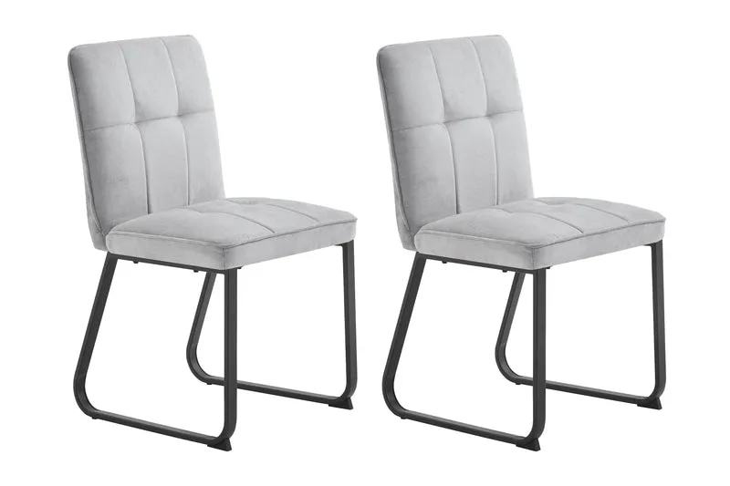 Esszimmerstuhl 2er Set Talea / Webstoff in dunkelgrau oder hellgrau / Gestell Metall in schwarz pulverbeschichtet / Küchenstuhl / Wohnzimmerstuhl / bis 120 kg / B 46, H 86, T 55 cm