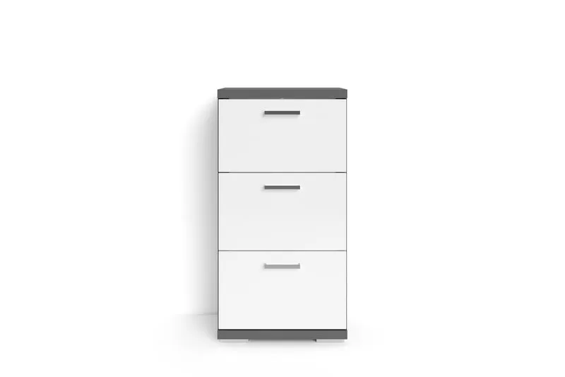 Badezimmer Seitenschrank / in anthrazit, Sonoma Eiche (Eiche-Optik) oder weiß / B 35,5, H 74, T 31,5 cm / mit 2 Schubkästen