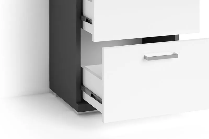 Badezimmer Seitenschrank / in anthrazit, Sonoma Eiche (Eiche-Optik) oder weiß / B 35,5, H 74, T 31,5 cm / mit 2 Schubkästen