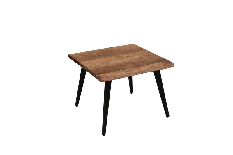Couchtisch CADDY / Akazie natur, Metall schwarz / mit Baumkante / B 60, H 45, T 60 cm oder B 110, H 45, T 60 cm