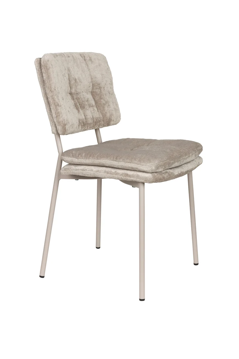 White Label Living Stuhl Franck – Beige, Polyester, 52,5 × 44 × 80,5 cm, 2er-Set