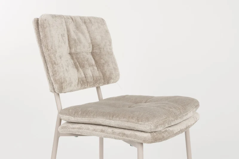 White Label Living Stuhl Franck – Beige, Polyester, 52,5 × 44 × 80,5 cm, 2er-Set
