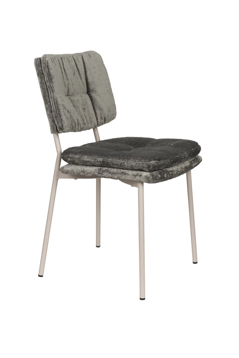 White Label Living Stuhl Franck – Grau, Polyester, 52,5 × 44 × 80,5 cm, 2er-Set