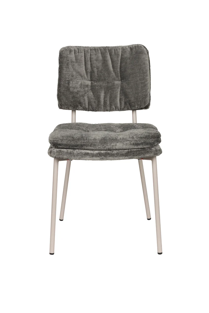 White Label Living Stuhl Franck – Grau, Polyester, 52,5 × 44 × 80,5 cm, 2er-Set